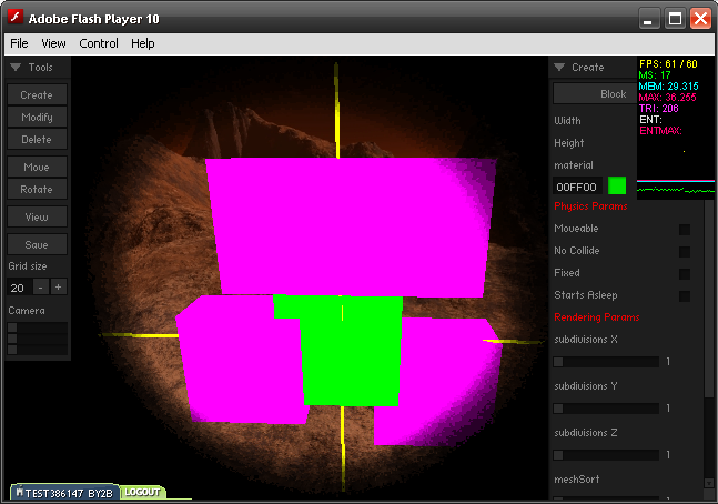 Editor with 10 lights and some colored boxes
