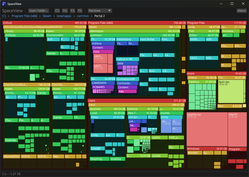 SpaceView disk space visualizer built with Claude Code