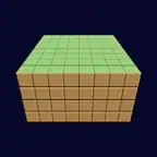 A block with grass-painted top faces and dirt sides, spinning
