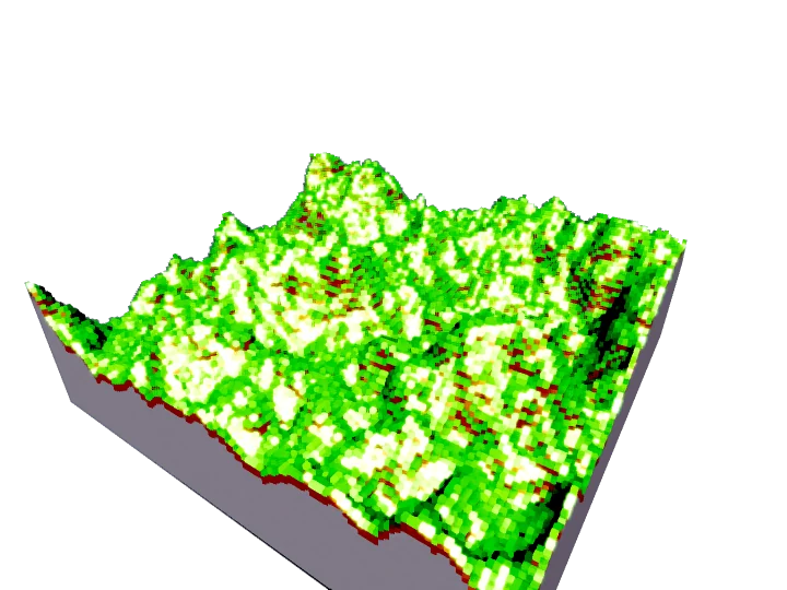 Moody midnight highlands terrain, floating with transparent background