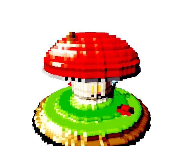 Mushroom cottage, floating with transparent background