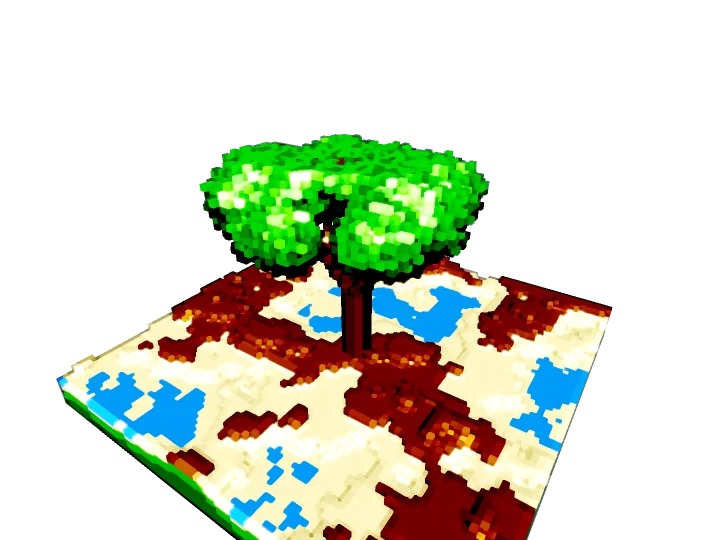 Floating tree island, transparent background