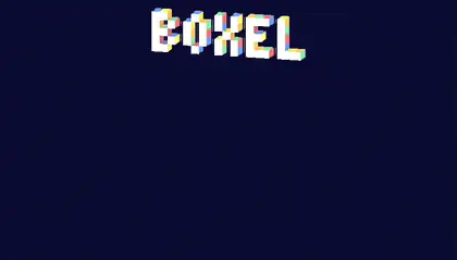 The BOXEL wordmark building itself out of falling, bouncing cubes