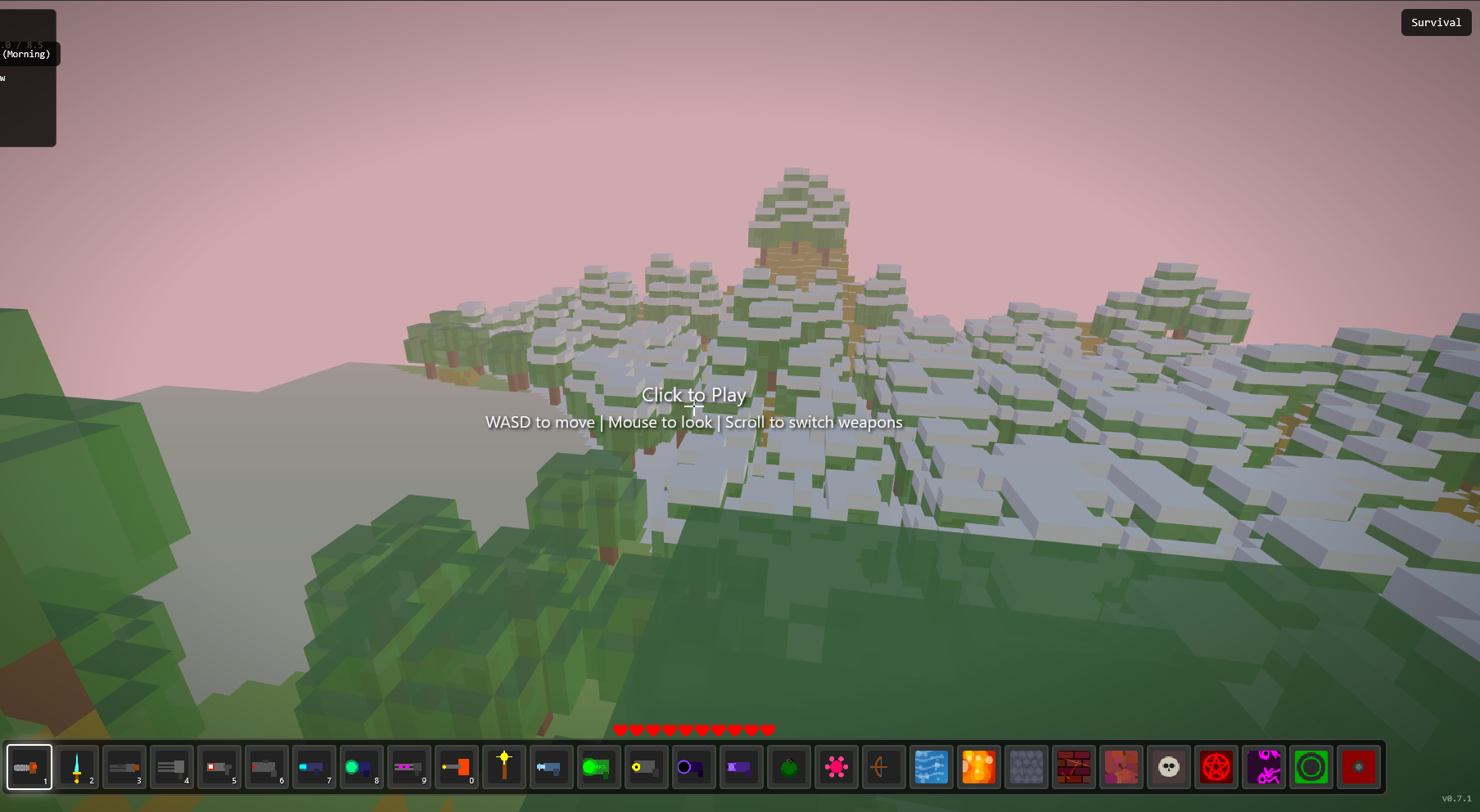 CraftMine — flying over snowy mountains