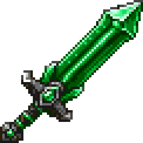 The same sword after unfaking: one colour per cell, background removed