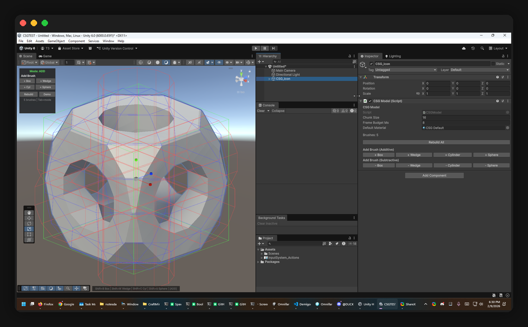 RuntimeCSG full scene with multiple boolean operations